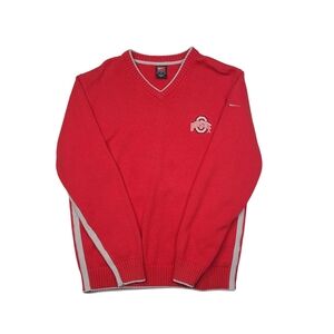 VINTAGE Y2K Nike Ohio State V-neck Jim Tressel Knit Sweater Red Mens Large